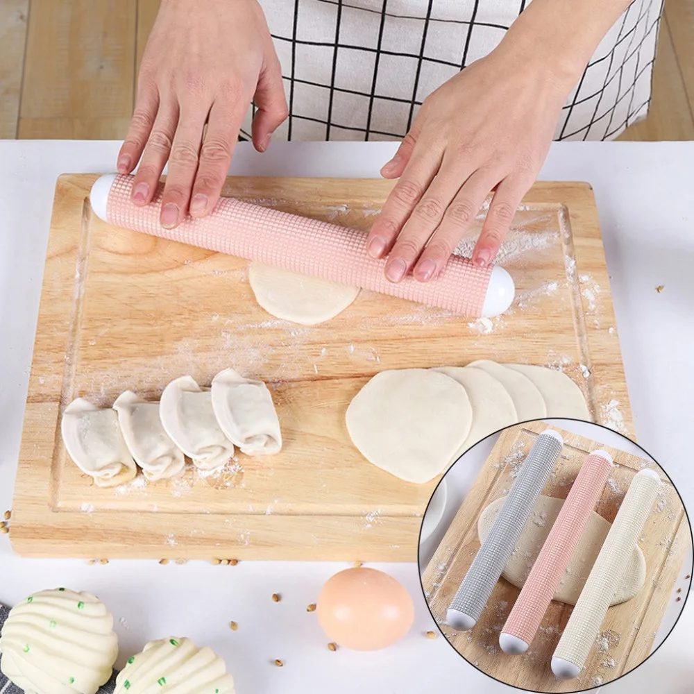 Plastic Rolling Pin Embossing Baking Pastry Roller Decorating Mold Kitchen Tool