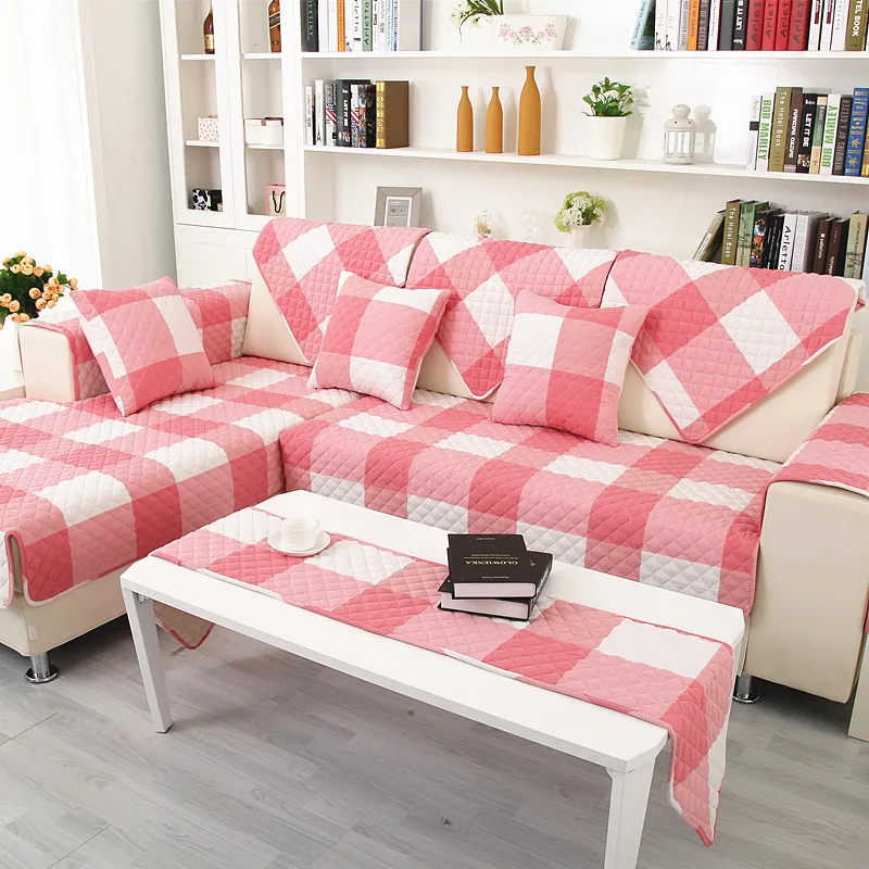 WLIARLEO Non slip Sofa Towel Covers 100 Cotton Sofa Slipcover Plaid