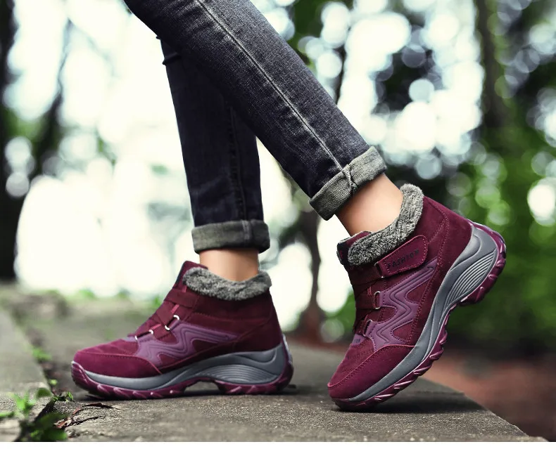 2019 Winter women snow boots women warm push ankle boots female high wedge waterproof Boots rubber hiking boots shoes (8)