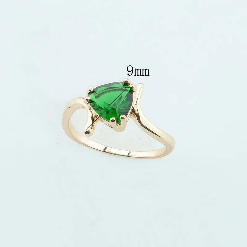 FJ 9 мм женские Девушки 585 золотого цвета кольцо с зеленым камнем кубический циркон новые кольца Оптово-розничные продажи ювелирных изделий