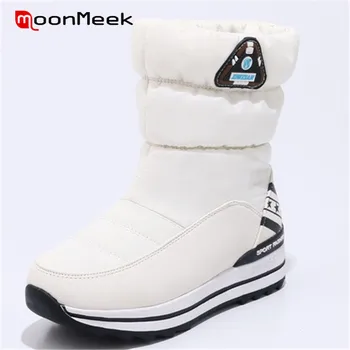 

MoonMeek new arrive 2020 classic pu leather boots ladies winter keep warm snow boots woman popular flat with ankle boots