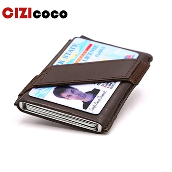 

Men And Women Credit Card Holder Genuine Leather Vintage Mini Safe Aluminum Antimagnetic Purse Card Case