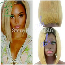 Hot Free Shipping Two Tone #1b/#613 Ombre Full Lace Bob Wig/Glueless Lace Front Human Hair Wigs Short Brazilian Straight Hair