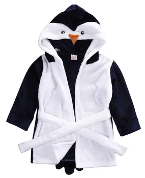 

Pudcoco Childrens Bathrobe Girl Home Robe Roupao Infant Penguin Hooded