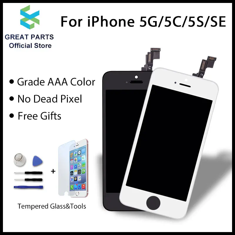 

GREAT PARTS 1PCS For iPhone 5 5C 5S LCD Display Touch Screen Assembly Replacement Good touch Free shipping