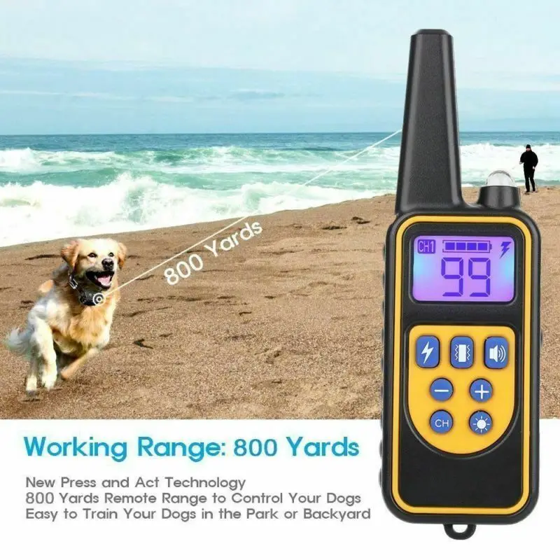 

pet 800m Electric Dog Training Collar Pet Remote Control Waterproof Rechargeable with LCD Display for All Size Bark-stop Collars