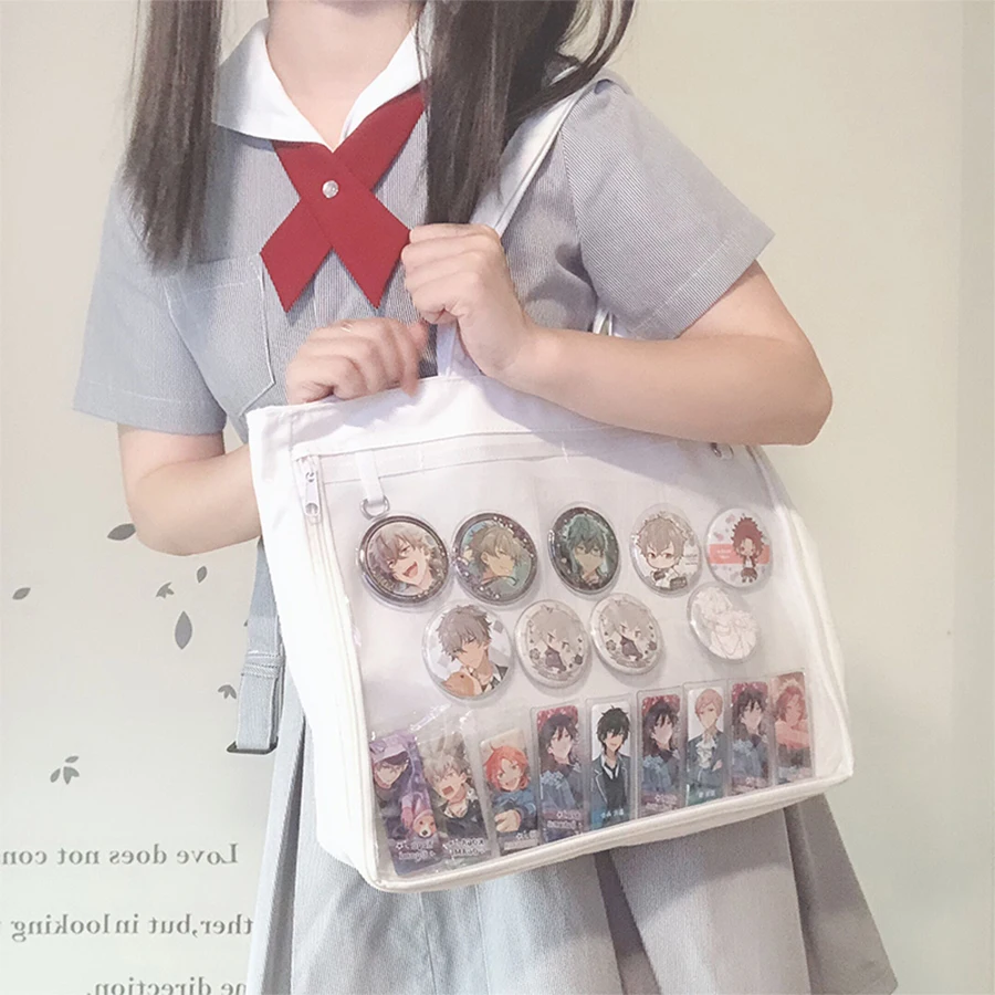 Новые милые прозрачные холщовые сумки itbag, прозрачная сумка через плечо, женская сумка, женская сумка для покупок, аксессуары для аниме
