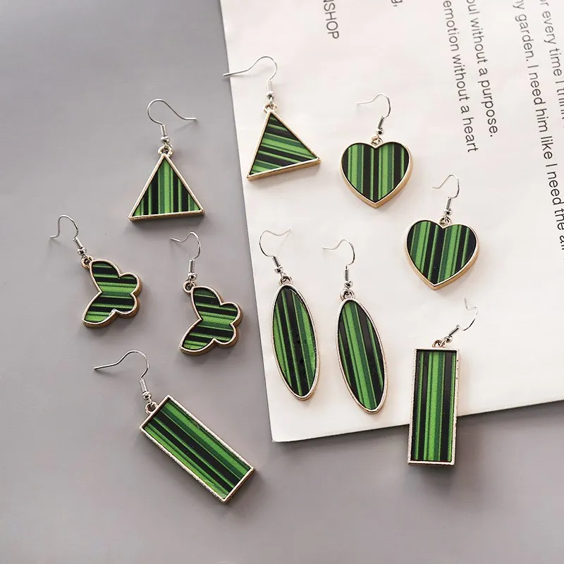 

Fashion Vintage Malachite Green Dangle Earrings For Women Geometric Natural Statement Earrings Jewelrly Gift