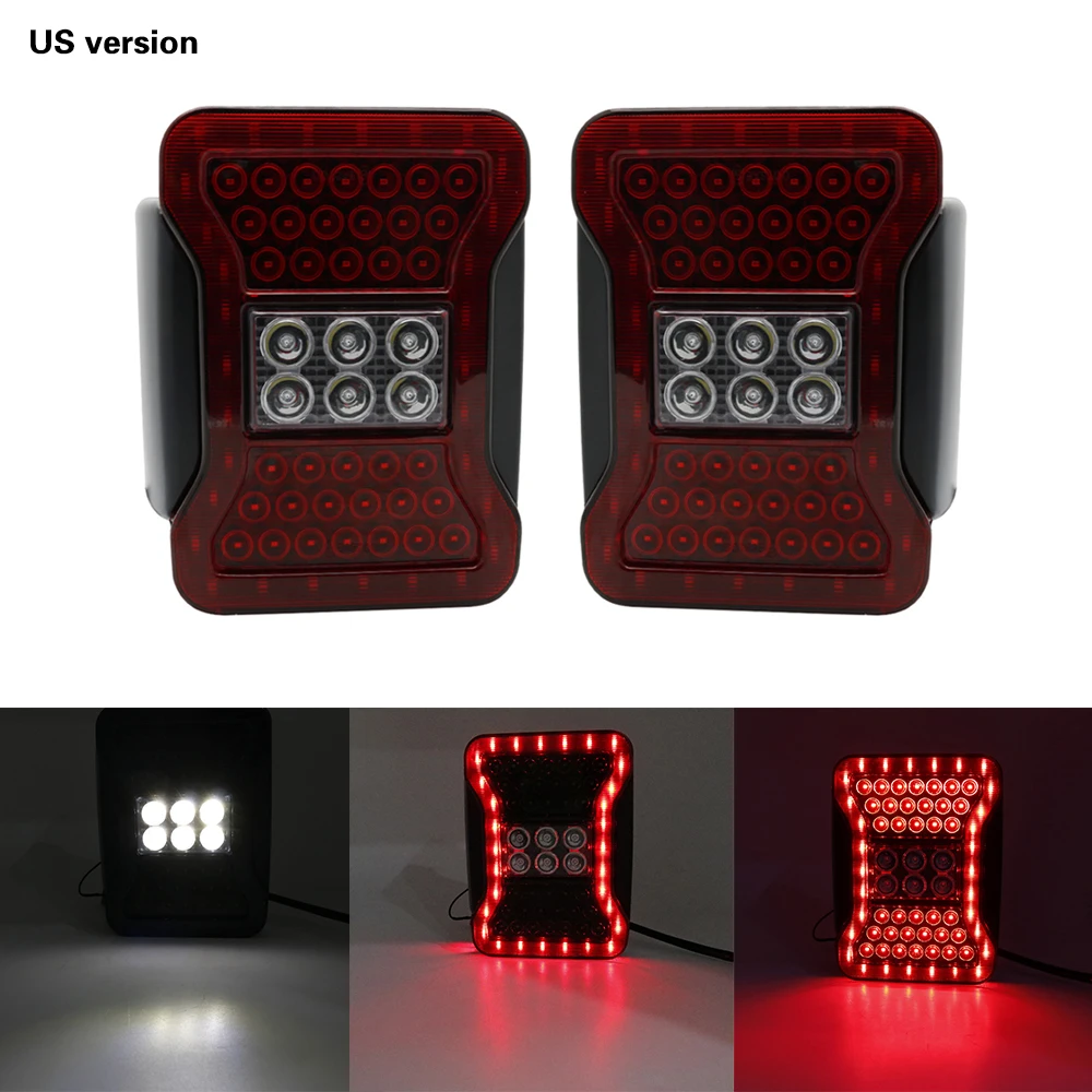 2pcs USAEU LED Tail Lights For JK 2007-2016 for Jeep Wrangler with Running Brake Backup Reverse Turning Signal Light Tail Lamp (14)