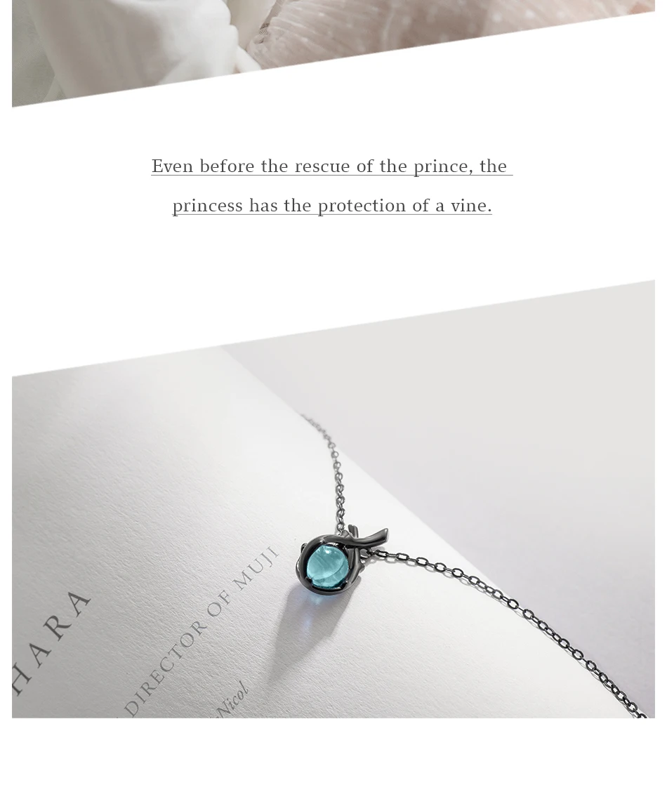 Thaya Original Design Sleeping Beauty Necklace S925 Silver Handmade Crystal Short Collarbone Chain Jewelry Gift