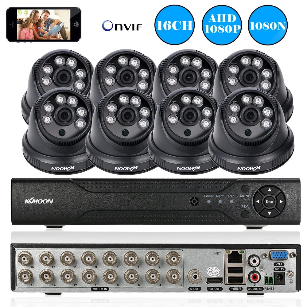 Kkmoon 16ch CCTV Системы 1080n AHD DVR 1080 P AHD 3.6 мм 8 шт. Ночное видение CCTV Камера охранных Системы наблюдения Наборы
