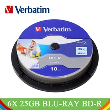 Verbatim BD-R 25GB 6X Blu-Ray пустой для печати диск Bluray струйный 10PK шпиндель записываемый медиа Лот пустой диск компактный 64099