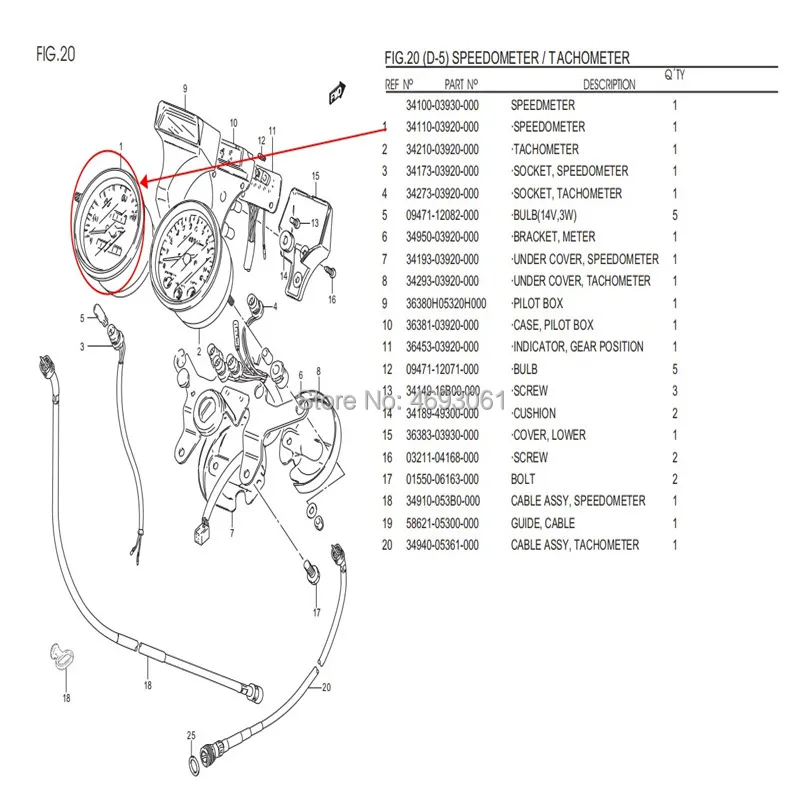 ASKMOT оригинальными Suzuki для GN125 в Спидометр для мотоцикла аксессуары Спидометр 34110-03920-000
