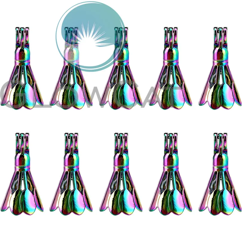 

10x C880 Rainbow Color Badminton Beads Cage Jewelry Making Perfume Diffuser Pearl Cage Locket Pendant Sports Gift