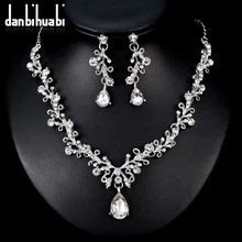 Danbihuabi, Элегантные Свадебные Ювелирные наборы для невесты, белый K кристалл, капля воды, ожерелье, серьги, ювелирные наборы для женщин