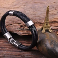 G33 Серфер ручной работы 4 мм кожаный пеньковый мужской браслет наручная повязка наручник все черные