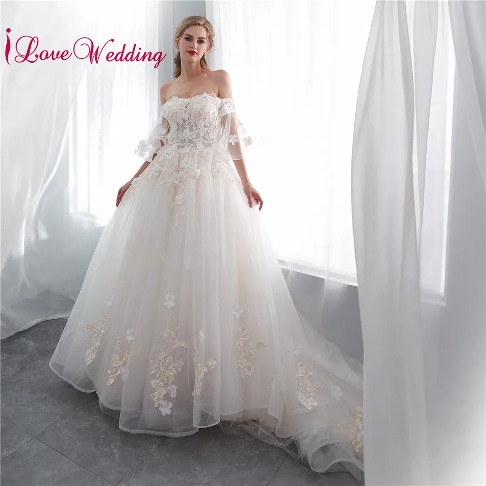 Новое поступление Vestido De Noiva сердечко расклешенный рукав изготовленное на заказ