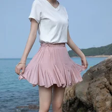 FYYIYI женщина Повседневное Раффлед мини-юбка новые летние Высокая Талия асимметричные юбки Офисные женские туфли в стиле пэчворк плиссированная шифоновая юбка