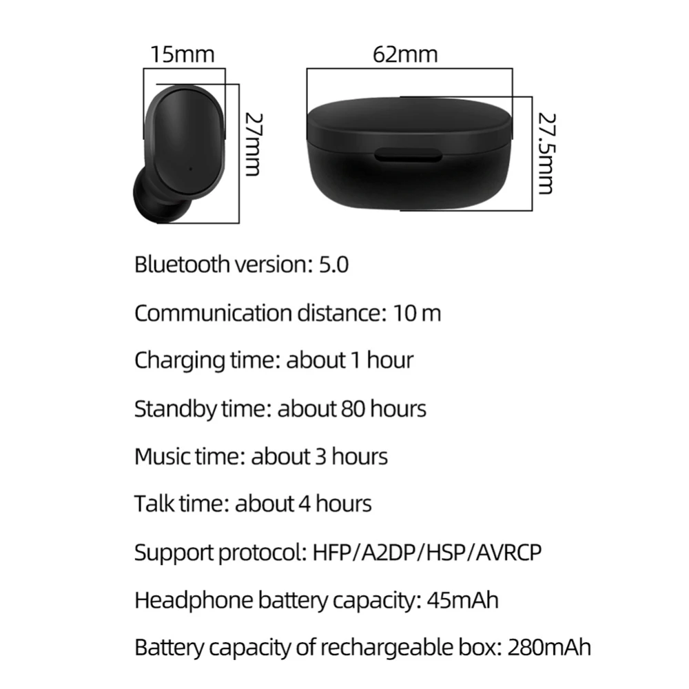 Беспроводные Bluetooth наушники для Redmi Airdots вкладыши 5 0 TWS гарнитура телефона с