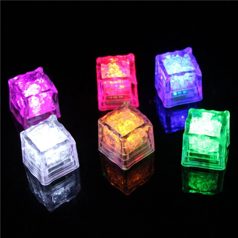 

12pcs! Colorful Flash luminous LED Ice Cubes Drink Cup Glowing Induction light for Bar Wedding Party Props novelty night light