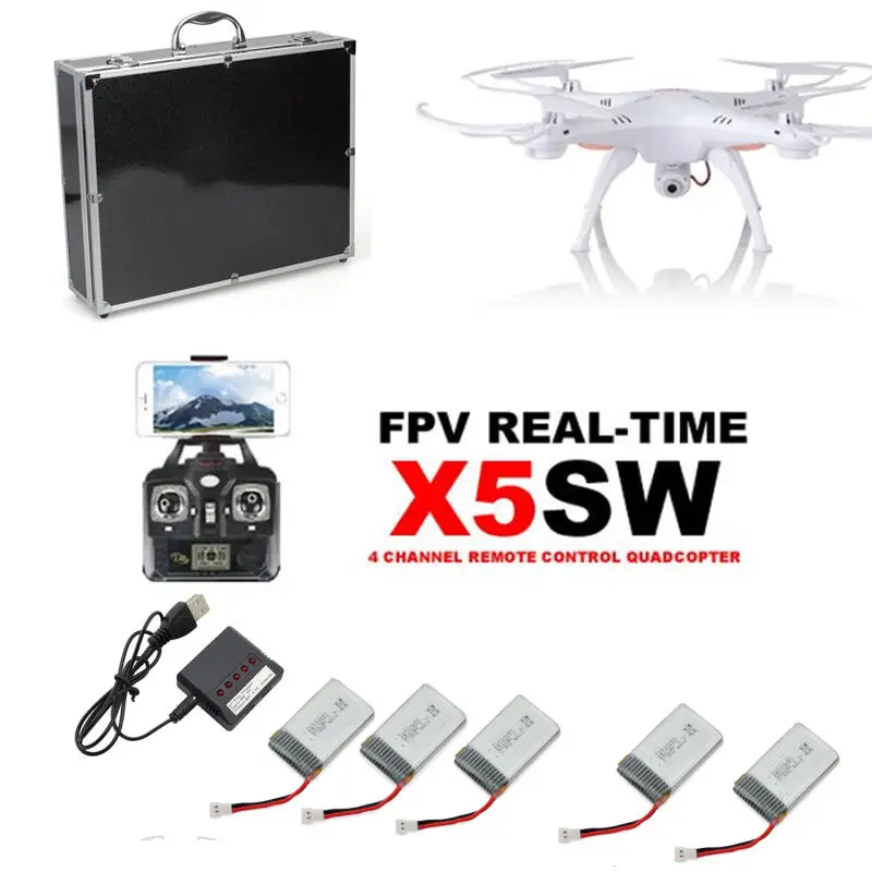 Buy Cheap Free Shipping! Syma X5SW WiFi Quadcopter Drone FPV 2MP Cam + Hard Case + Free 5 Battery+Charger