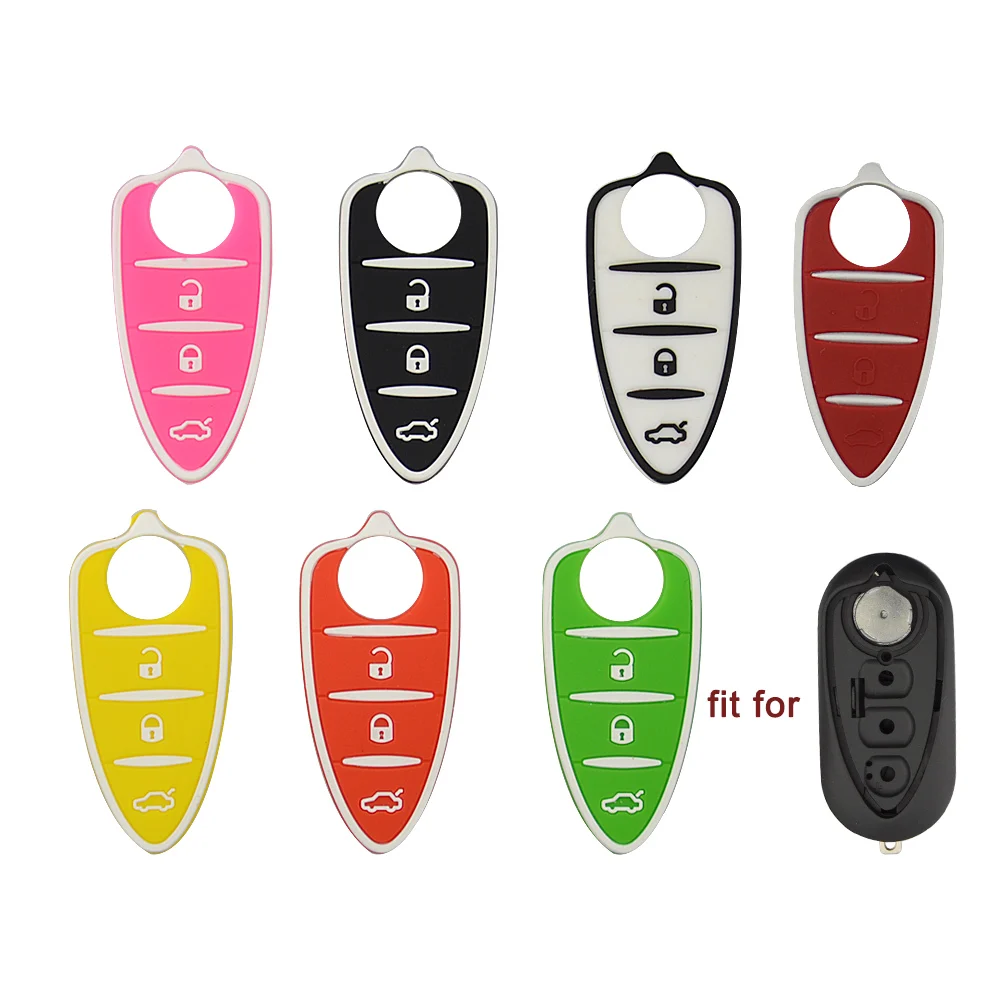 

OkeyTech Soft 3 Buttons Remote Rubber Pad Fits For Alfa Romeo Mito Giulietta GTO 159 High Quality Flip Remote Key Shell Cover