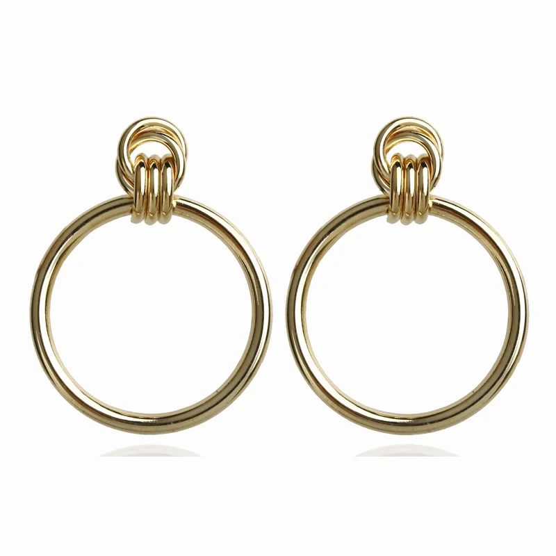 

Hyperbolic Big Circle Round Drop Earrings Gold Silver Color Fashion Statement Metal Earrings For Women Simple Jewelry