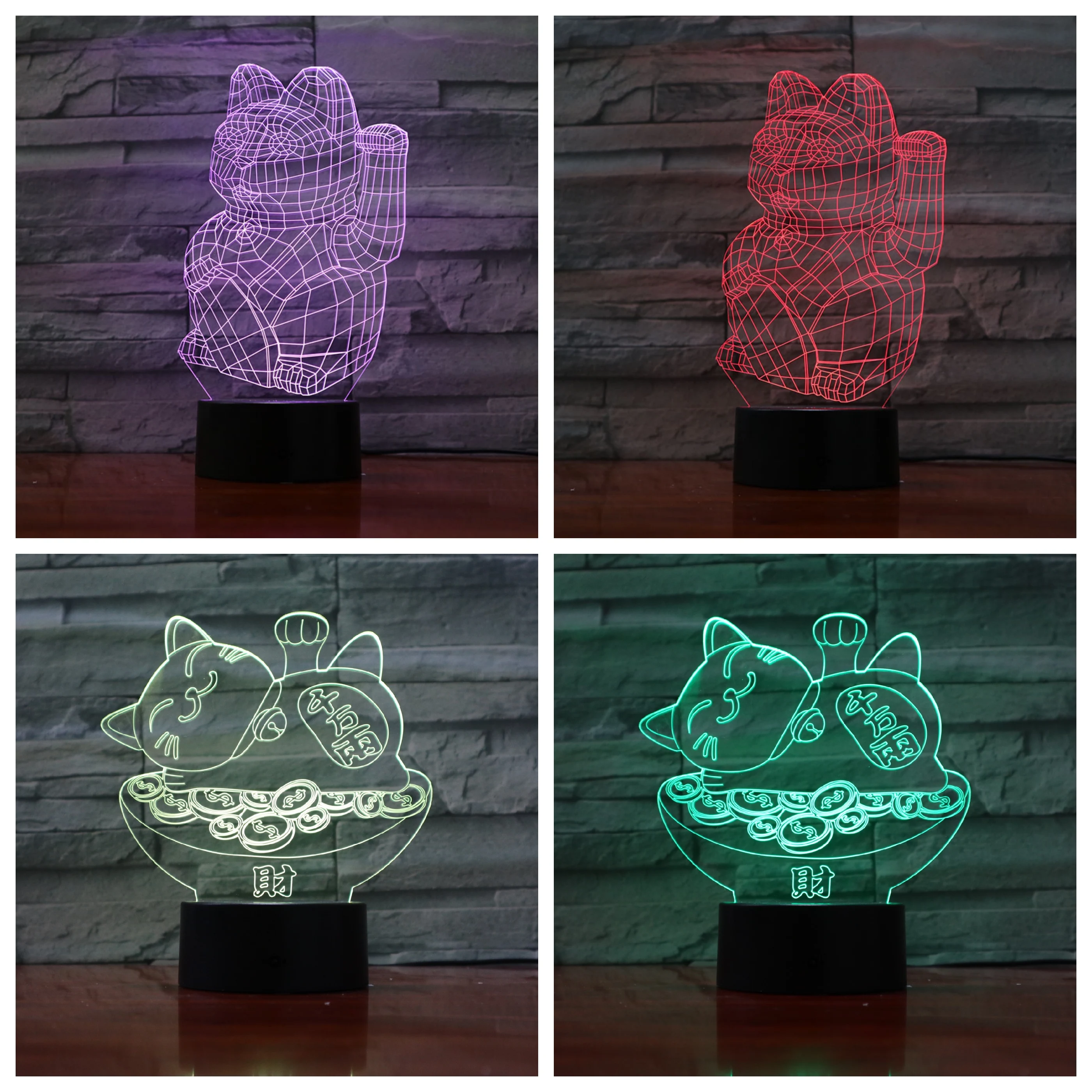 

Maneki Neko Desk lamp bedside 3D Lampara Touch Sensor RGB Decorative Lamp Beckoning cat Child Kids Manekineko LED Night Light