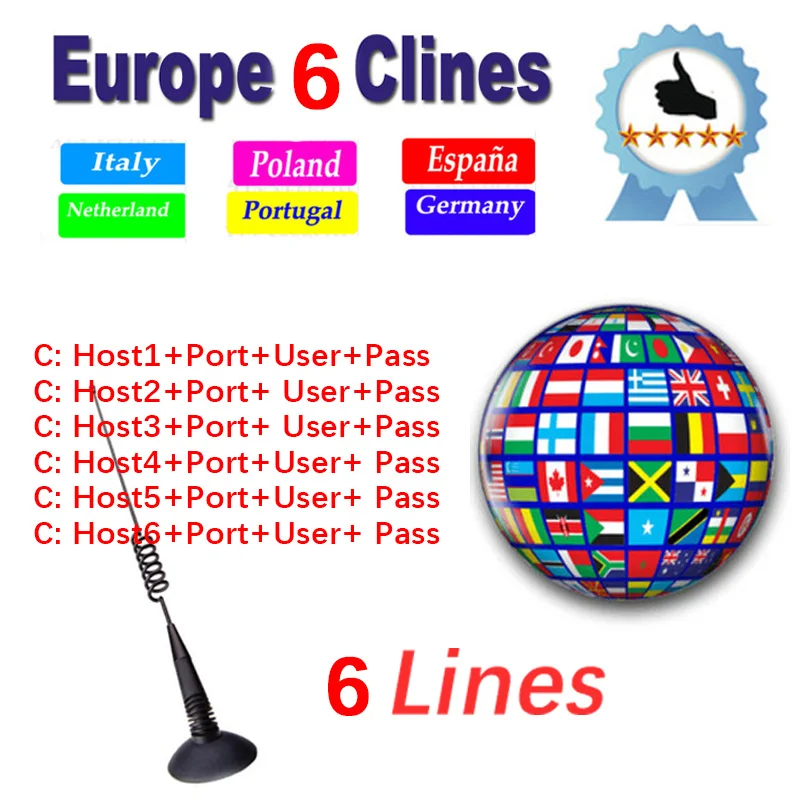 

GT MEDIA Cccam 6 lines Full HD 1 Year Cccam cline for Europe 6 lines free cline cccam Use for Satellite TV Receiver