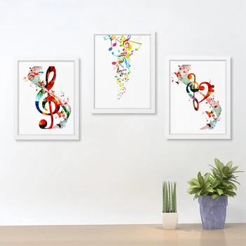 

Colorful Music Notes Canvas Art Print Wall Pictures , Abstract Music Notes Poster Art Canvas Painting Home Musical Decoration