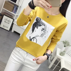 Ladies Tops 2018 Autumn Korean Vogue O-Neck Cartoon Character Print T Shirt Womens Long Sleeve Tshirts Cotton Tee Shirt Femme Ladies Tops 2018 Autumn Korean Vogue O-Neck Cartoon Character Print T Shirt Womens Long Sleeve Tshirts Cotton Tee Shirt Femme