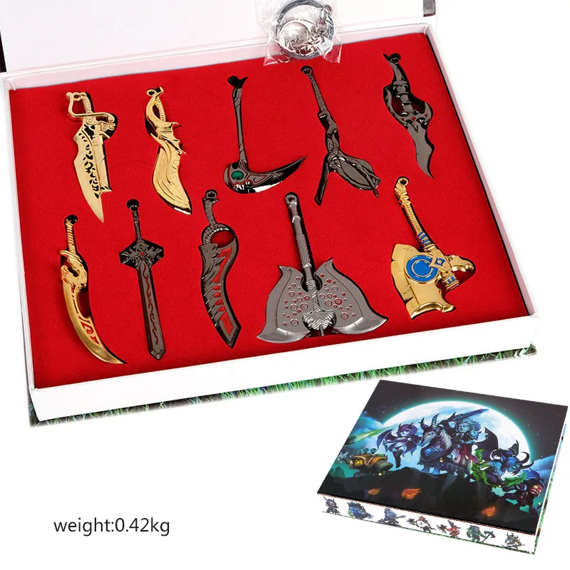 

COSANER Dota 2 Key Chains a Set 10pcs a set with Gift Box Full Metal Keychain New Gift Key Chain For Boys Hot Sales