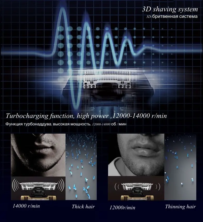 Профессиональная электронная Бритва для мужчин влажного и сухого