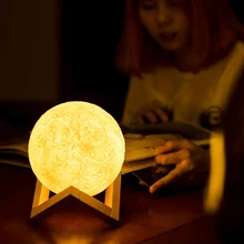 ФОТО USB Rechargeable 3D Print Moon Lamp 2 Color Change Touch Switch Bedroom Bookcase Night Light Home Decor Lamp Creative 