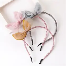 Милый кролик уши бант принцесса Hairband повязка Дети Девушки Дети обруч для волос группы аксессуары Головные уборы обручи с короной