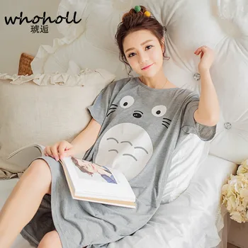 

2018 Summer 100% Cotton Women Letter Nightgown Female Fashion Outwear Lady Pockets Nightdress Girl Pijama Home Clothes Size 3XL
