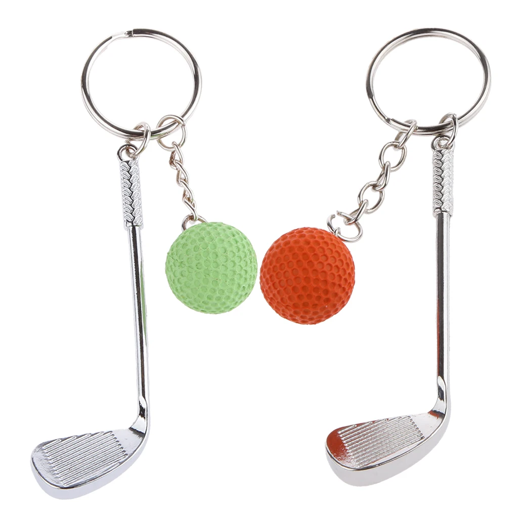 2Pcs Women Mini Golf Club Ball Pendant Keyring Key Chain Gift Green