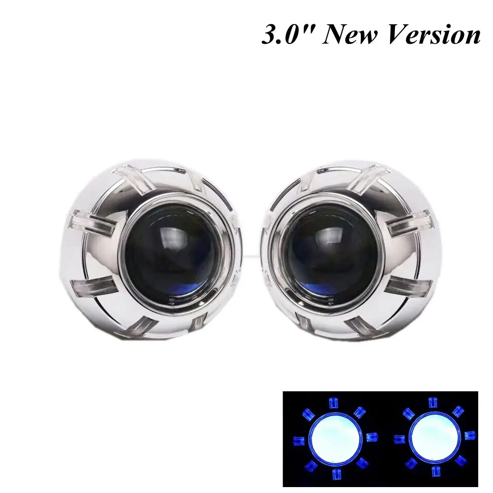 Pаспродажа 2,5 3,0 дюймов Bixenon спрятал объектив проектора легко установить Koito Q5 кожухи маска демона глаза фары автомобиля Стайлинг автомобиля сборки изм...