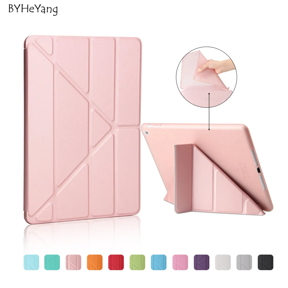 

BYHeYang Soft TPU Case for New iPad 9.7 2017 2018 PU Smart Cover Case Magnet wake up sleep For New iPad 2017 model A1822 A1823