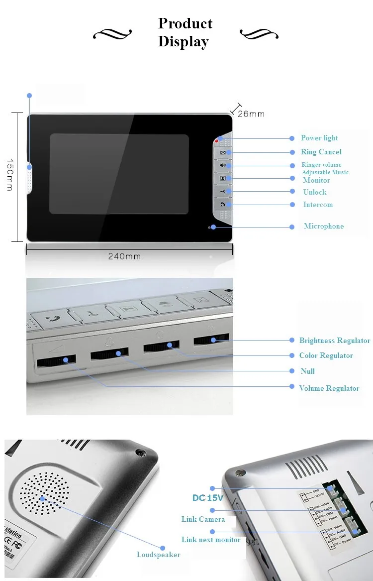YobangSecurity 3 Устройство квартира внутренней проводной 7 дюймов Цвет HD видео домофон доступа Системы 3 монитора 1 Камера