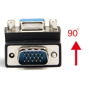 VGA Cable Adapter VGA 15 Pin Male To Female M/F 90 degree Right Angled Cord Monitor Connector