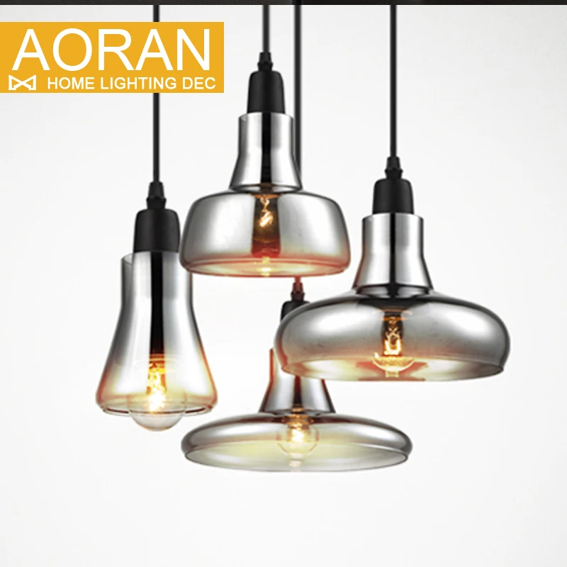 vintage glass pendant light grey color clear color amber color pendant lamps with bulbs 110V 220V