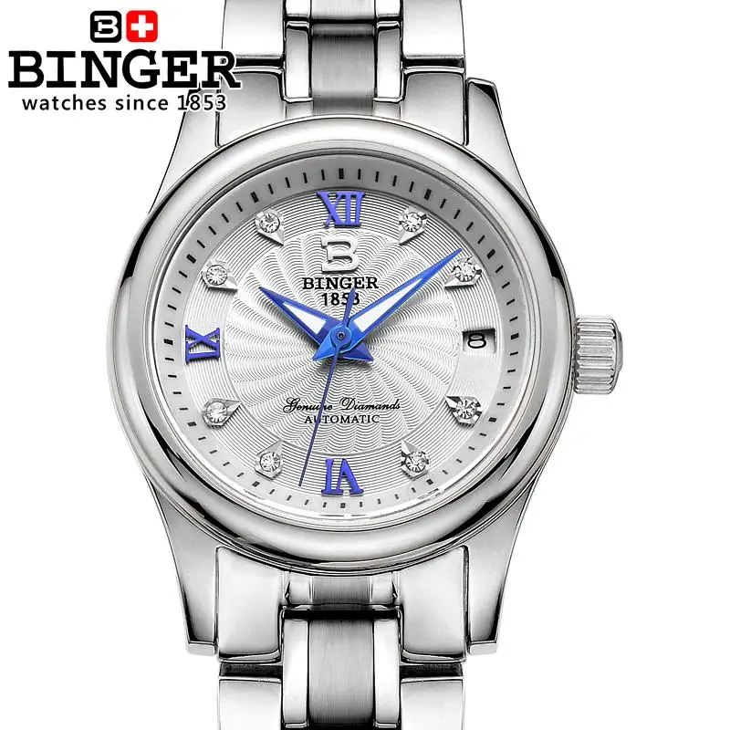 

Switzerland BINGER Women's Watches Luxury 18K Gold Mechanical Wristwatches full stainless steel Clock Female Wristwatches B-603L