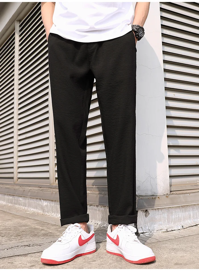 Пионерский лагерь для мужчин тонкий Slim Fit прямые черные эластичные манжеты повседневное штаны, мужские брюки Мужской AXX908102
