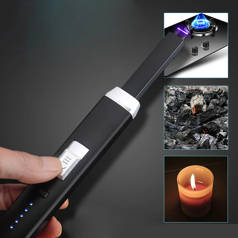 USB импульсная дуга кухонные зажигалки автоматический электронный инструмент пламени факел зажигалка снаряжение для походов, скалолазания горения Электрический Дисплей