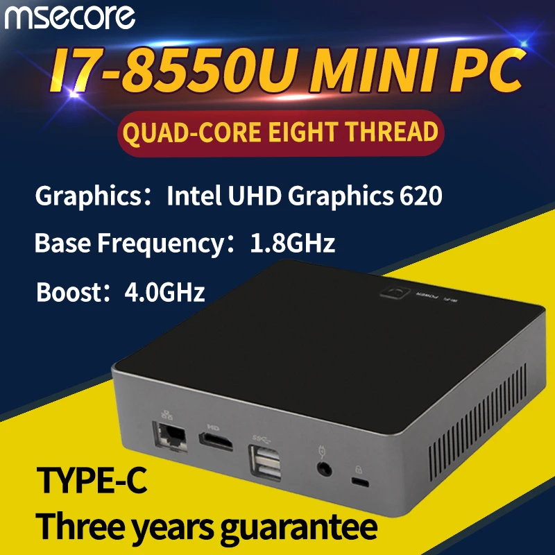 

Intel 8th Gen Core i7 8550U Mini PC Desktop Computer Windows 10 Nettop NUC barebone system Kabylake HTPC UHD620 Graphics 4K WiFi