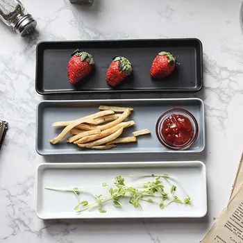 

Rectangular Serving Platters Porcelain Matte Ceramic Sushi Sashimi Trays Tea Food Server Dishes