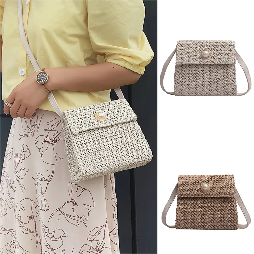 

Women Joker Crossbody Fashion One Shoulder straw bag beach bag Drawstring Dumplings bolsos de mujer#30