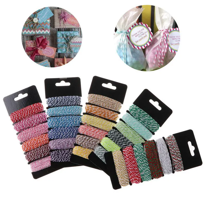 Cotton Rope 4Ply Thin Mixed Double Color For DIY Gift Wedding Birthday Party Packing Scrapbooking
