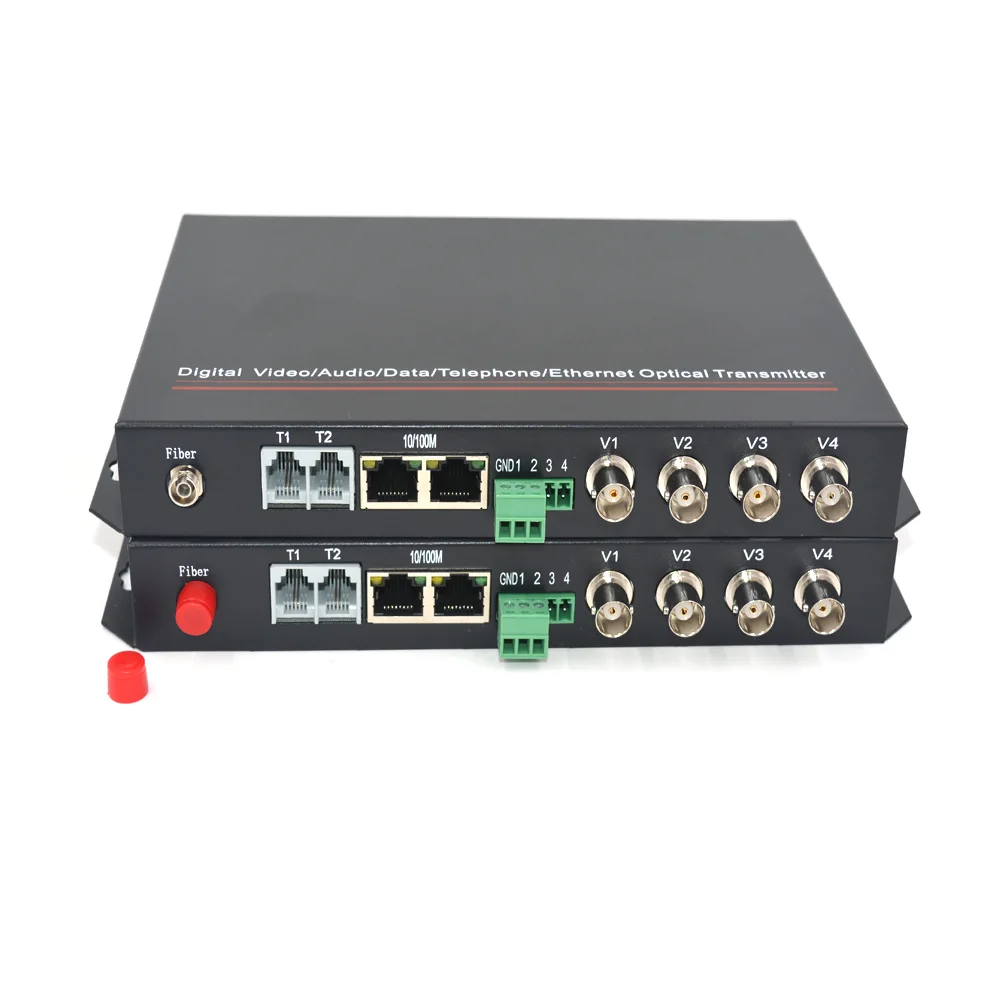 

4CH Video/100Mbps Ethernet/RS232 data over Fiber optic media converters Transmitter and Receiver - Singlemode optic fiber 20Km